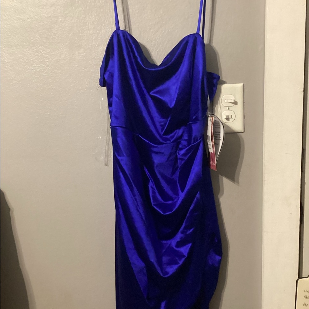 Elegant Blue Satin Dress